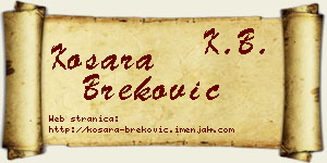 Kosara Breković vizit kartica